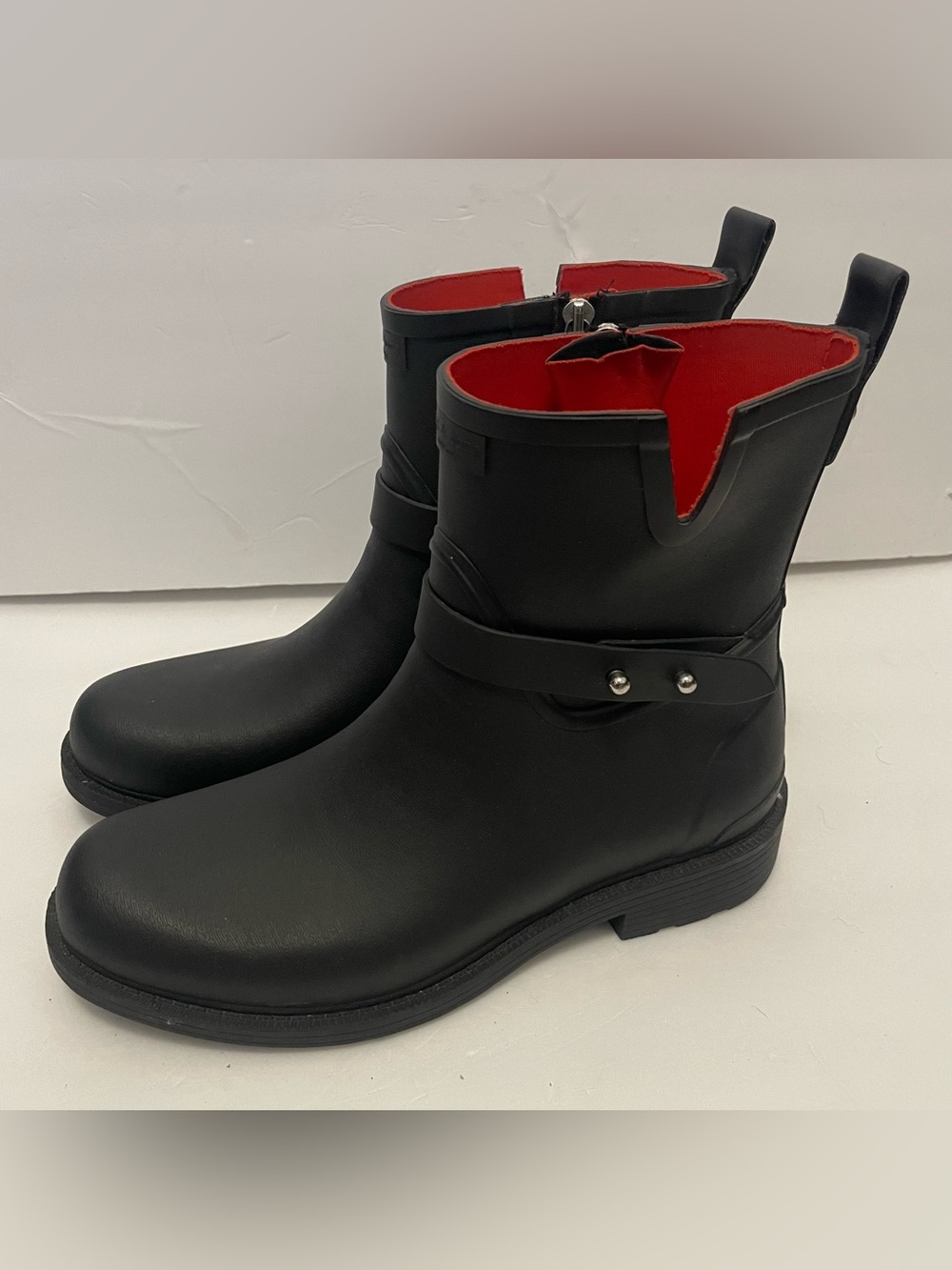 Rag & Bone Black Rubber Rain Boots Women's EU 39 Waterproof Moto Ankle Boots 8.5